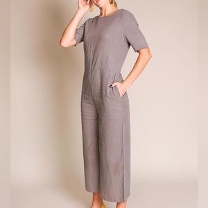 7115 by Szeki Short Sleeve Jumpsuit in Concrete